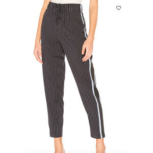 BCBGMaxazria Drawstring Jogger Pants Women L Large Navy PinStripe Tuxedo Pull On